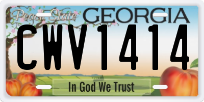 GA license plate CWV1414