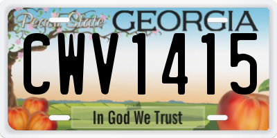 GA license plate CWV1415