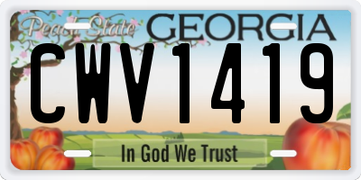 GA license plate CWV1419
