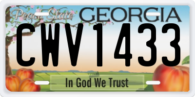 GA license plate CWV1433