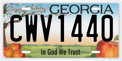 GA license plate CWV1440