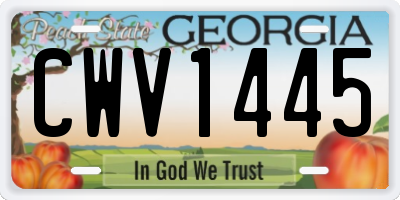 GA license plate CWV1445