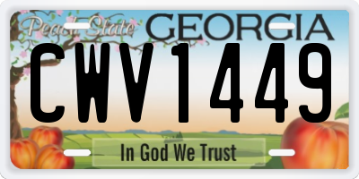 GA license plate CWV1449