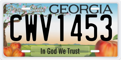 GA license plate CWV1453