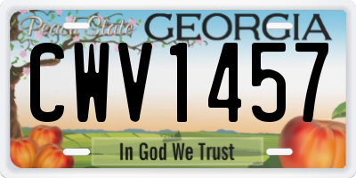 GA license plate CWV1457