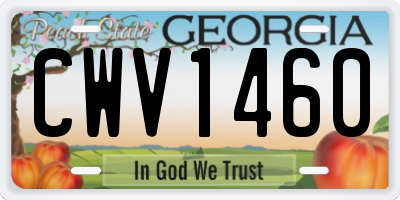 GA license plate CWV1460