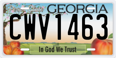 GA license plate CWV1463