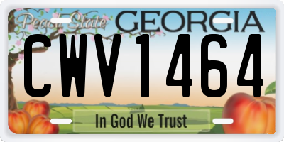 GA license plate CWV1464