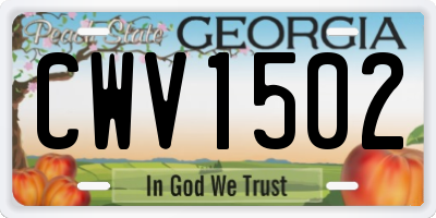 GA license plate CWV1502