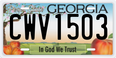 GA license plate CWV1503