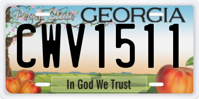 GA license plate CWV1511