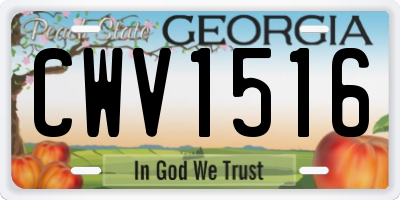 GA license plate CWV1516