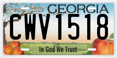 GA license plate CWV1518
