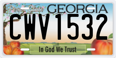 GA license plate CWV1532