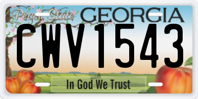 GA license plate CWV1543
