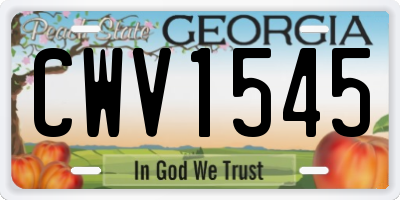 GA license plate CWV1545