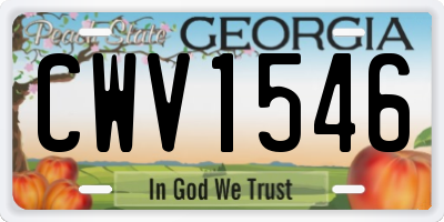 GA license plate CWV1546