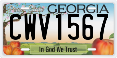 GA license plate CWV1567