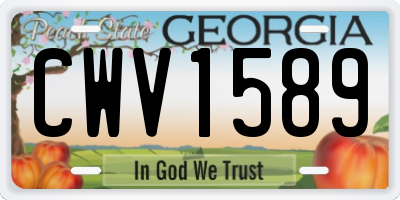 GA license plate CWV1589
