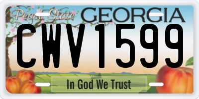 GA license plate CWV1599