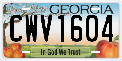 GA license plate CWV1604