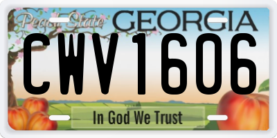 GA license plate CWV1606