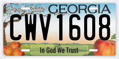 GA license plate CWV1608