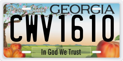 GA license plate CWV1610