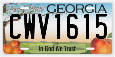GA license plate CWV1615