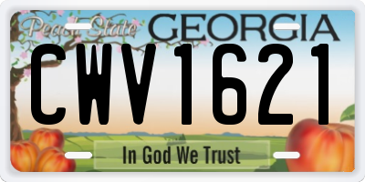 GA license plate CWV1621