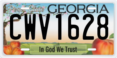 GA license plate CWV1628