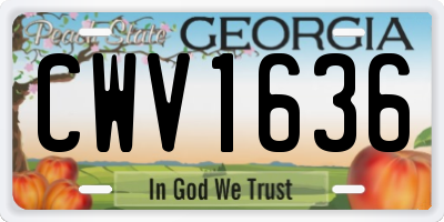 GA license plate CWV1636