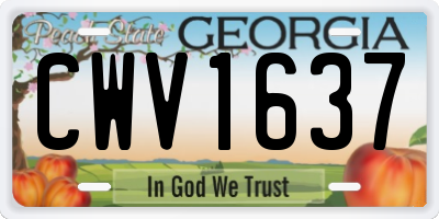 GA license plate CWV1637