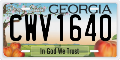 GA license plate CWV1640