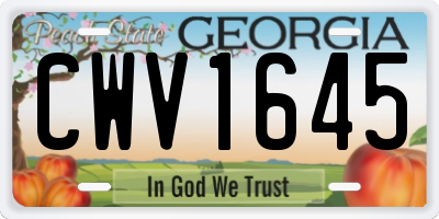 GA license plate CWV1645
