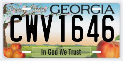 GA license plate CWV1646