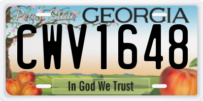 GA license plate CWV1648