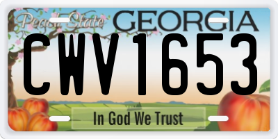 GA license plate CWV1653