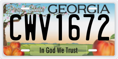 GA license plate CWV1672