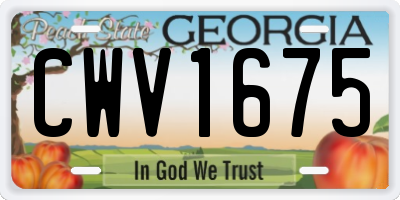 GA license plate CWV1675