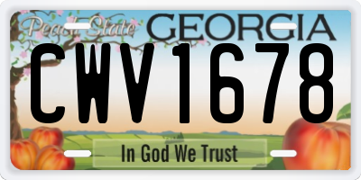 GA license plate CWV1678