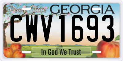 GA license plate CWV1693