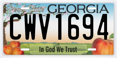GA license plate CWV1694