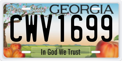 GA license plate CWV1699