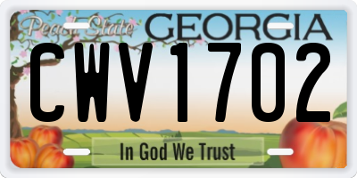 GA license plate CWV1702