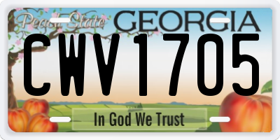 GA license plate CWV1705