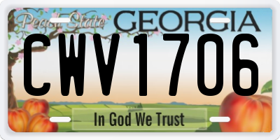 GA license plate CWV1706