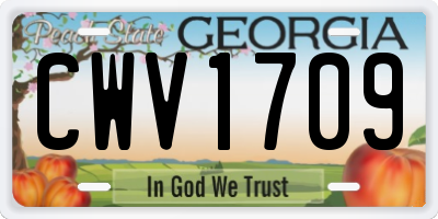 GA license plate CWV1709