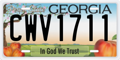GA license plate CWV1711