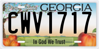 GA license plate CWV1717